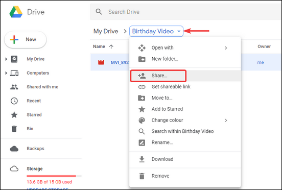 tải video lên ổ google