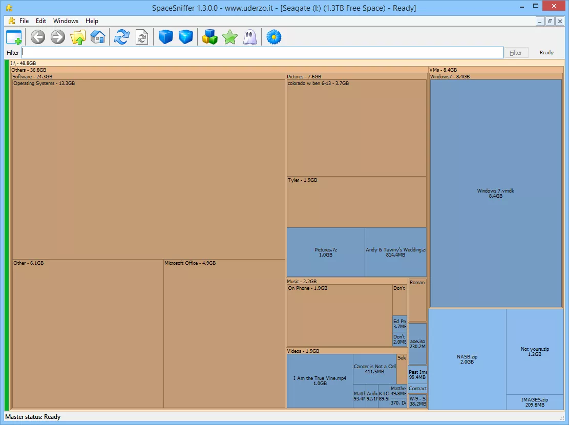 SpaceSniffer v1.3 trong Windows 8