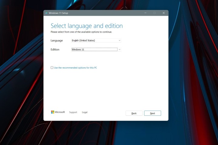 Chọn ngôn ngữ Windows 11.
