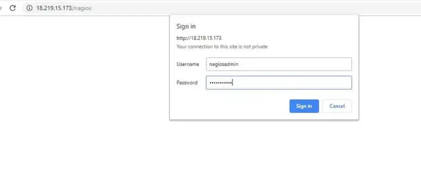 Truy cập Nagios qua trình duyệt web CentOS8