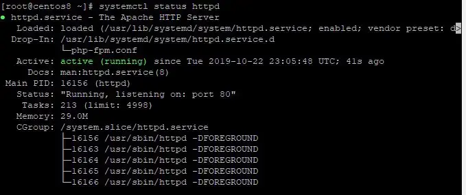 Kiểm tra trạng thái httpd-centos8
