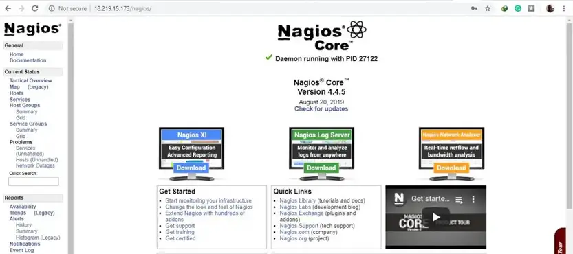 Bảng điều khiển Nagios-CentOS8