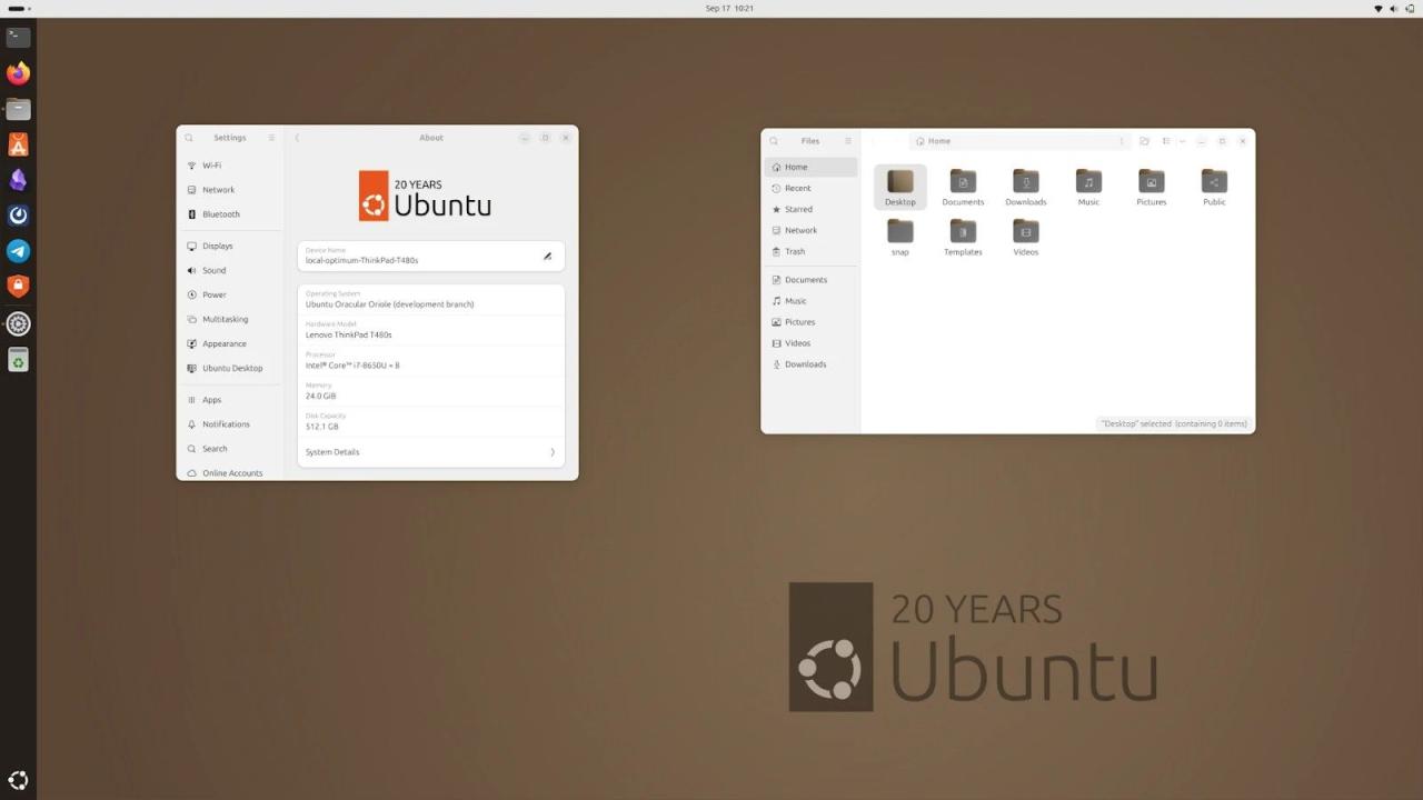 Màn hình kỷ niệm Ubuntu, nó có màu nâu
