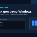 Laptop chạy Windows 11 và terminal Linux qua WSL 2