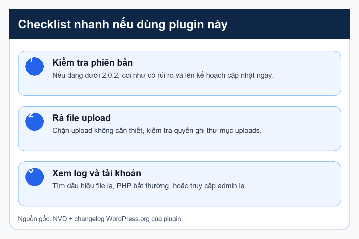 Infographic checklist xử lý nhanh CVE-2026-19089