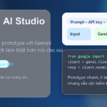 Ảnh minh họa Google AI Studio trên laptop và thẻ prompt, API, test
