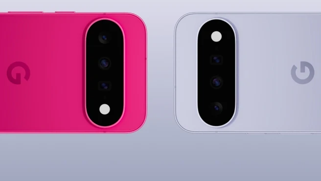 Mặt lưng Google Pixel 11 màu Hibiscus và Frost với cụm camera mới
