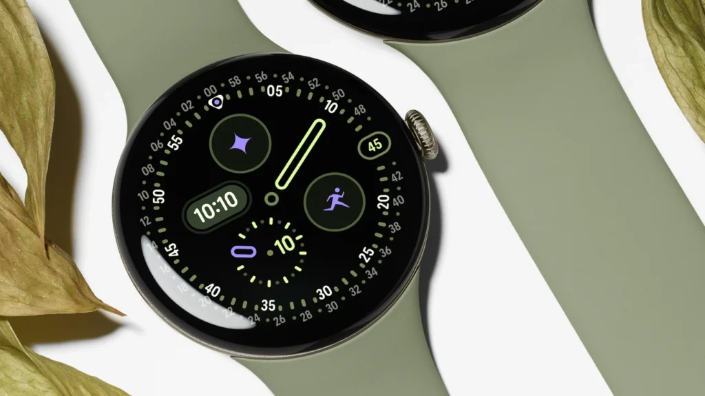 Google Pixel Watch 5 màu Olive với dây Active Band