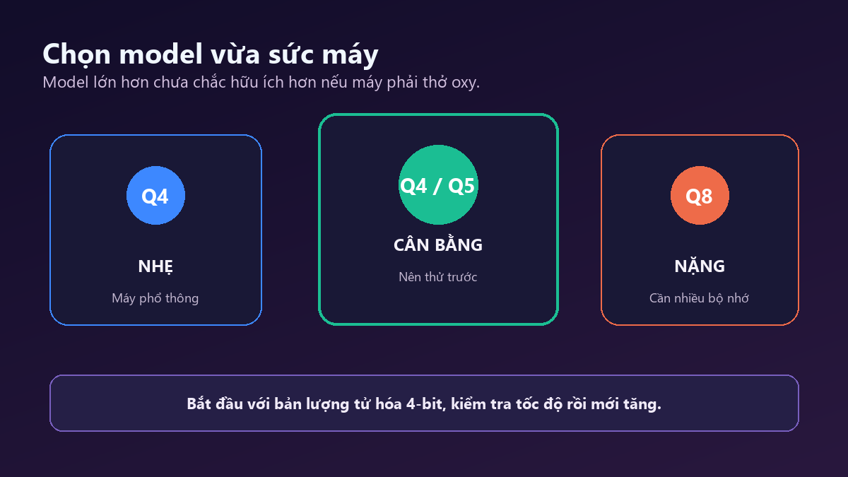 Minh họa cách chọn model lượng tử hóa phù hợp với bộ nhớ máy tính