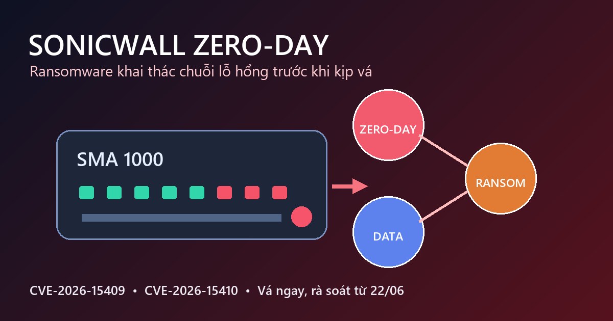 SonicWall zero-day bị ransomware khai thác qua thiết bị SMA 1000