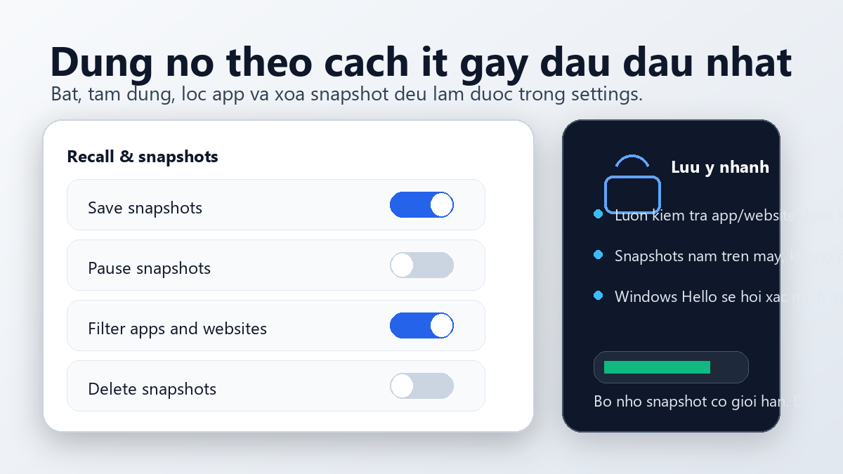Ảnh minh họa cài đặt quyền riêng tư và bộ lọc của Windows Recall