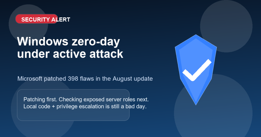 Minh họa cảnh báo Microsoft vá zero-day Windows đang bị khai thác
