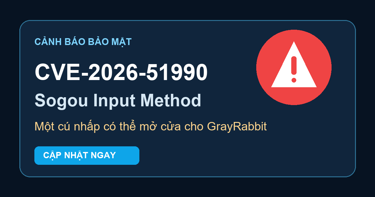 Cảnh báo CVE-2026-51990 trên Sogou Input Method đang bị khai thác để cài GrayRabbit