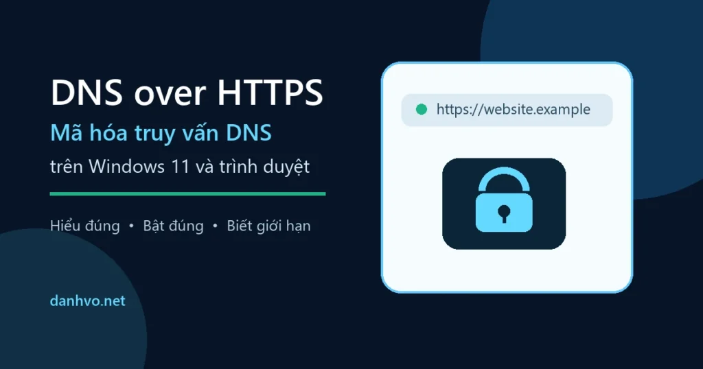 Minh họa DNS over HTTPS trên Windows 11 và trình duyệt