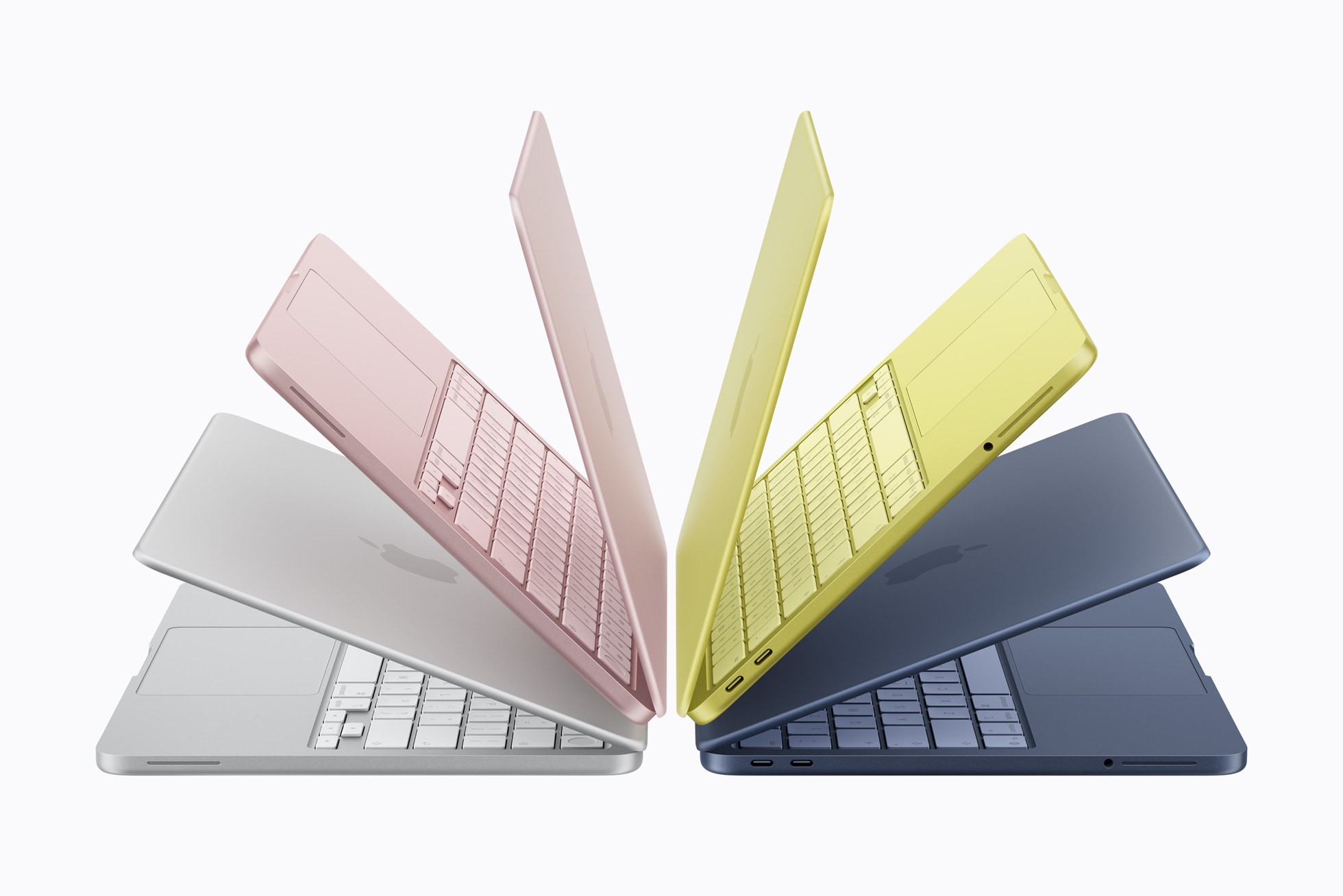 Bốn màu MacBook Neo gồm Silver, Blush, Citrus và Indigo