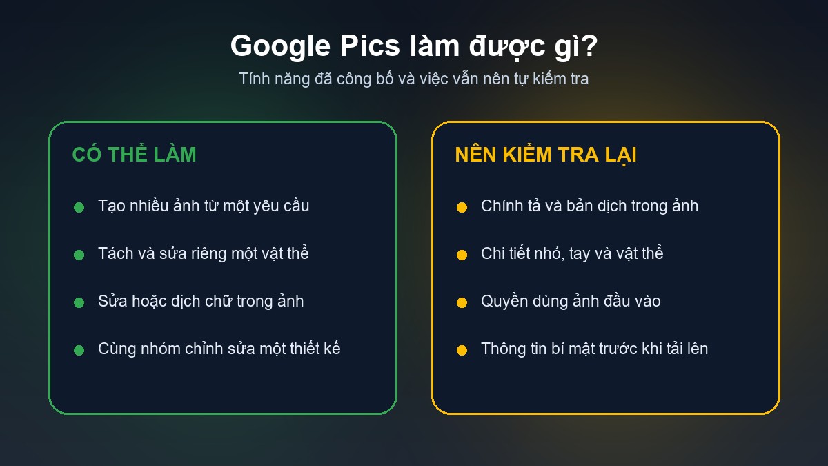 Các tính năng Google Pics và những điểm người dùng nên kiểm tra lại