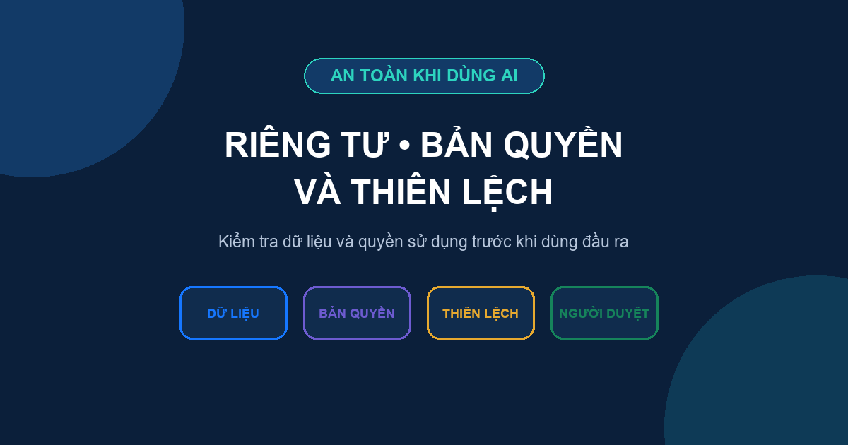 Minh họa dùng AI an toàn với dữ liệu, bản quyền, thiên lệch và người duyệt
