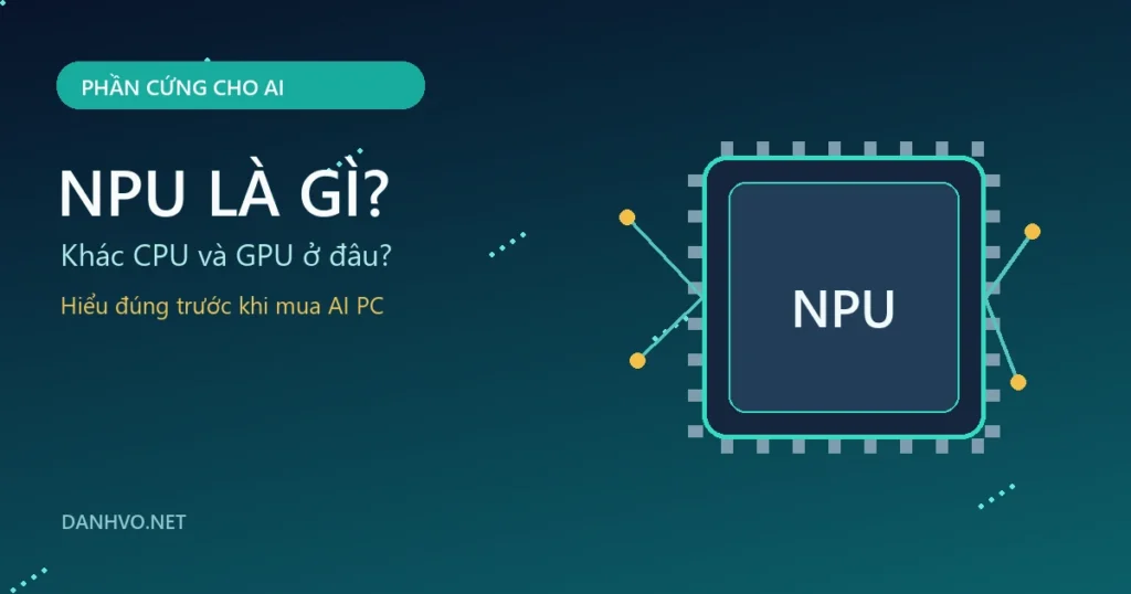 Minh họa chip NPU chuyên xử lý tác vụ AI trên máy tính