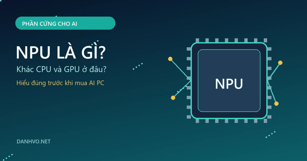 Minh họa chip NPU chuyên xử lý tác vụ AI trên máy tính