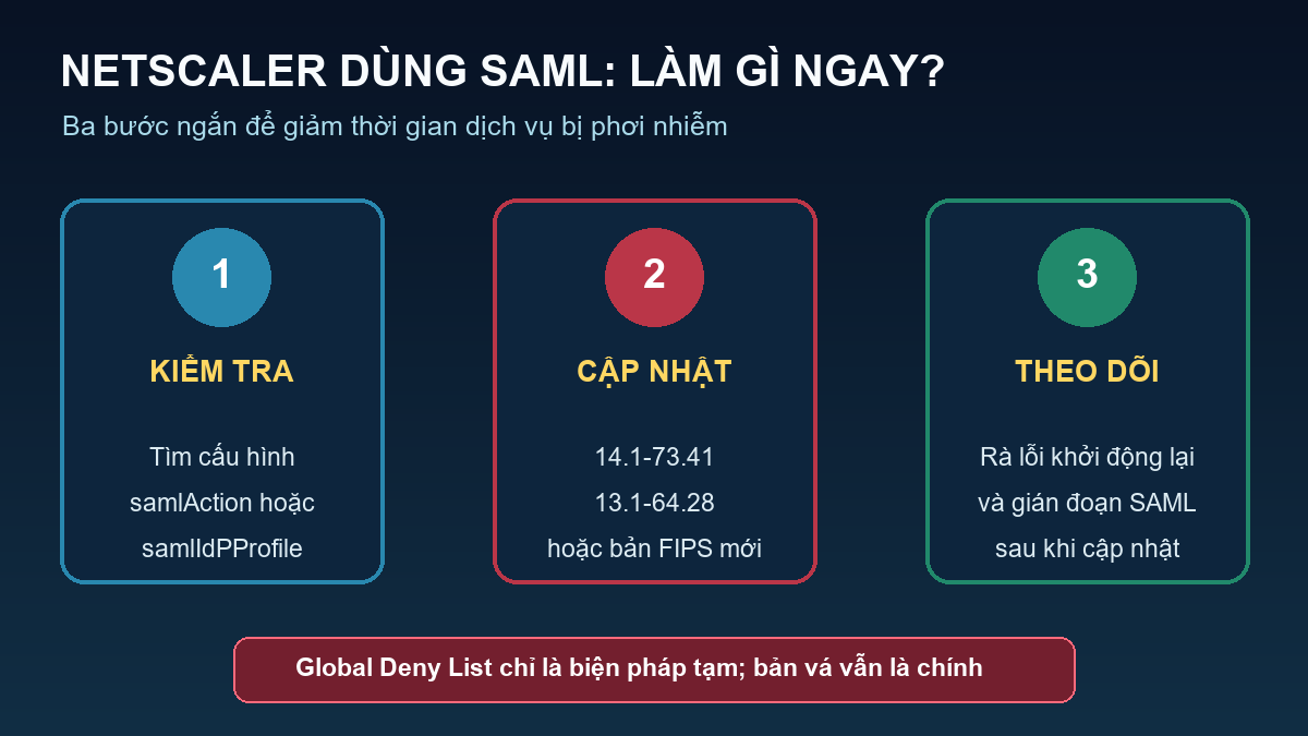 Ba bước xử lý CVE-2026-88779 trên NetScaler dùng SAML